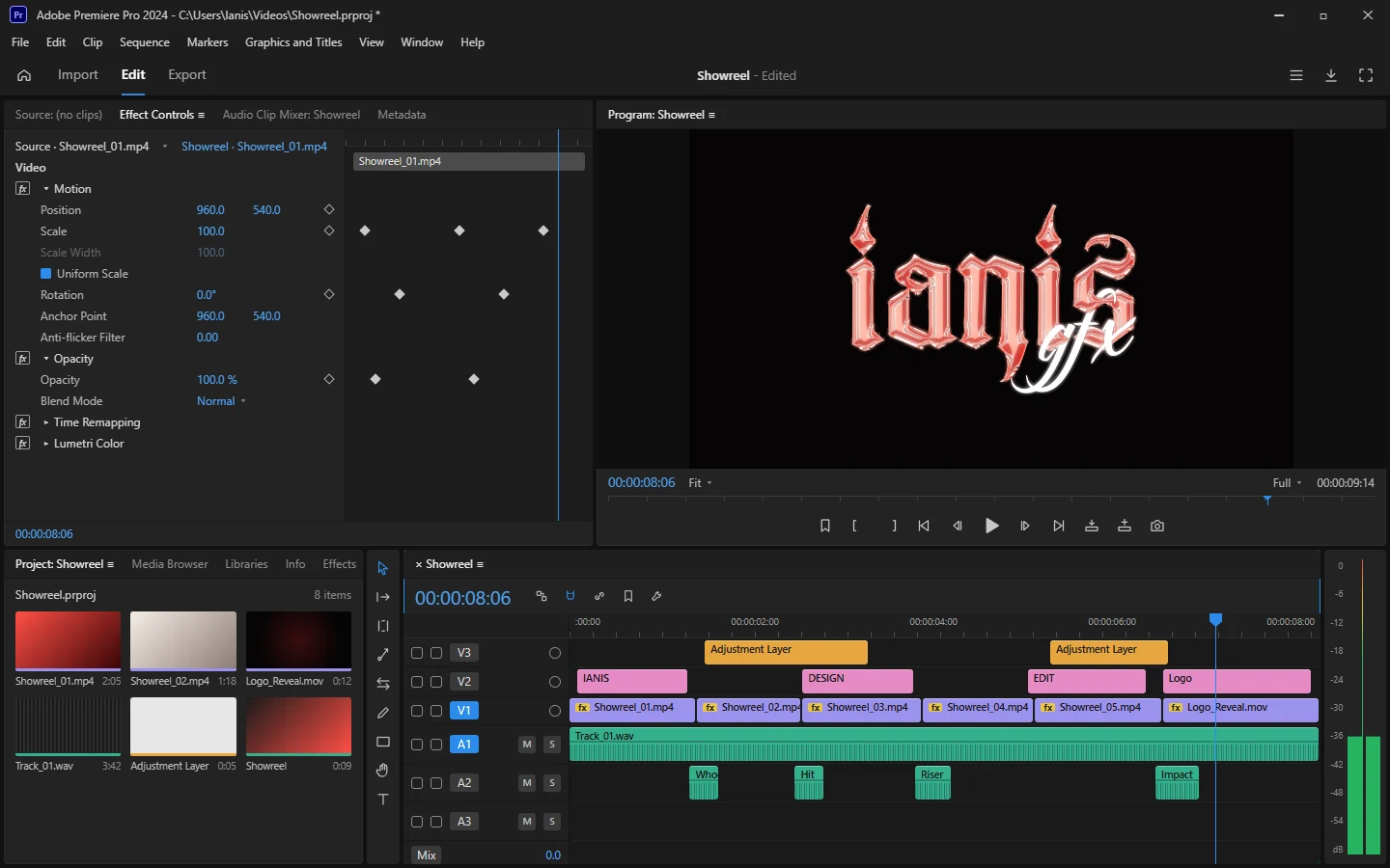 ianisgfx showreel edited in Premiere Pro